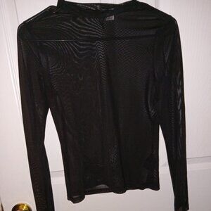 Ladies medium sheer black dress long sleeve shirt